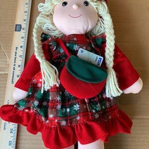 Vintage Holiday Rag Doll by TB Trading Co w/ Purse | Reg. No. OHIO 14679A